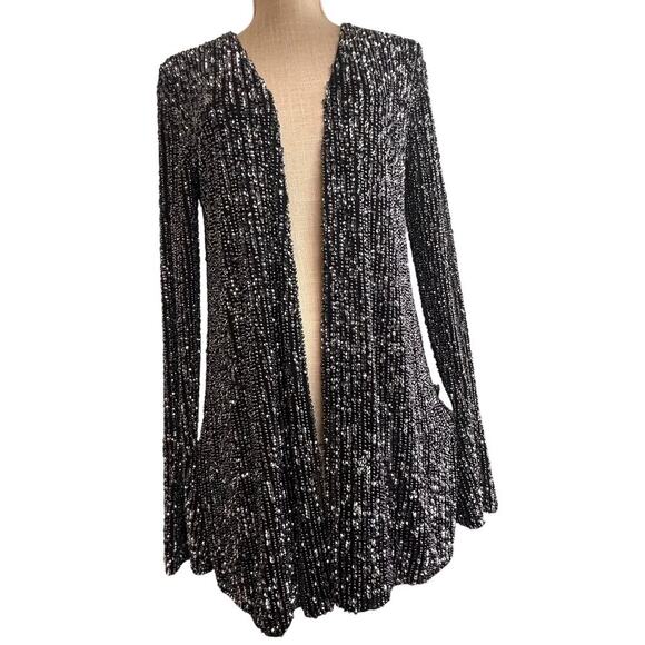 Free People Jacket Harley Sequin Bead Jacket Cardigan Kimono Festival XS Boho EC - Picture 13 of 13